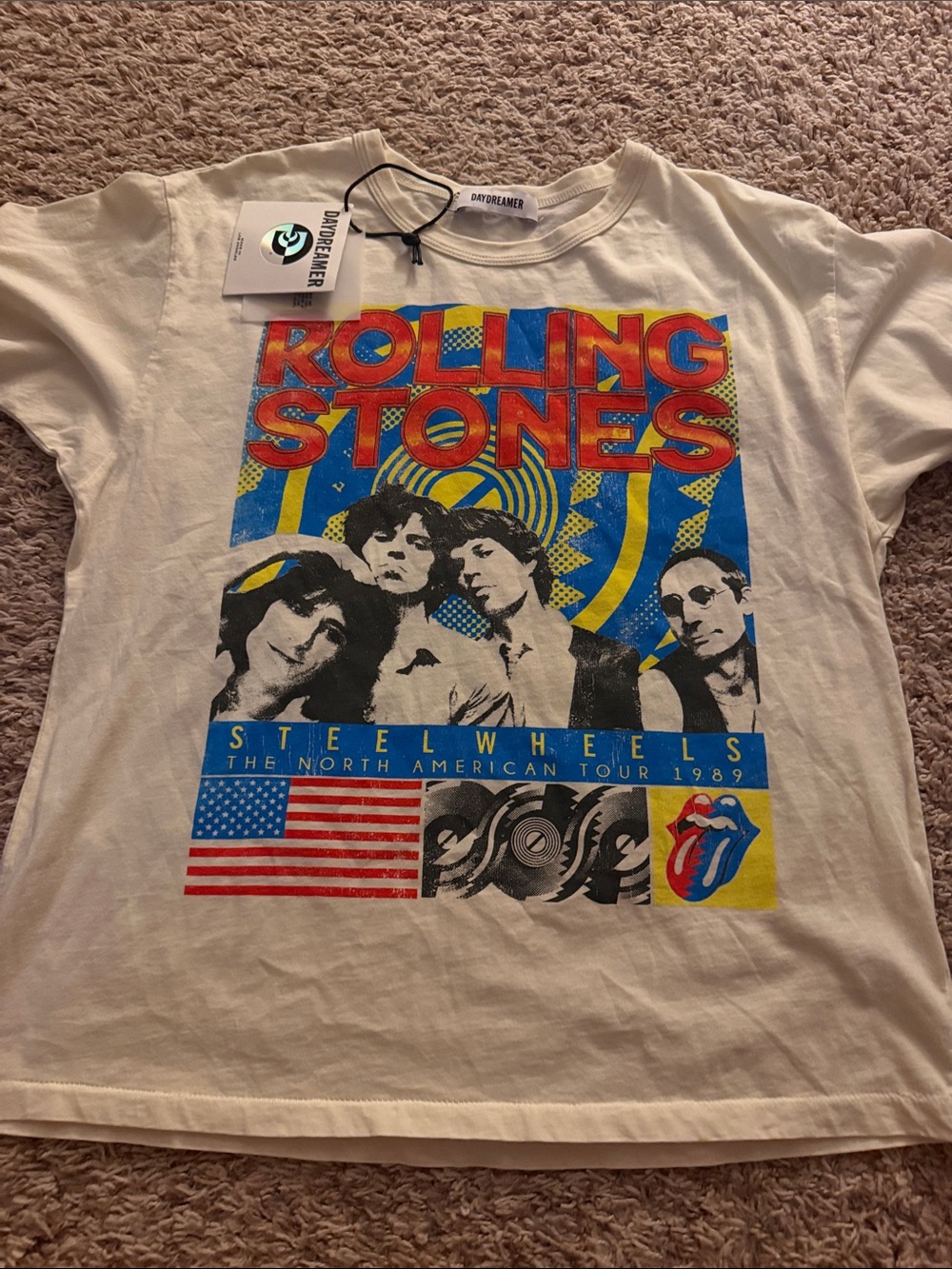 NWT Daydreamer Cream Rolling Stones 'Steel Wheels' Graphic Tee